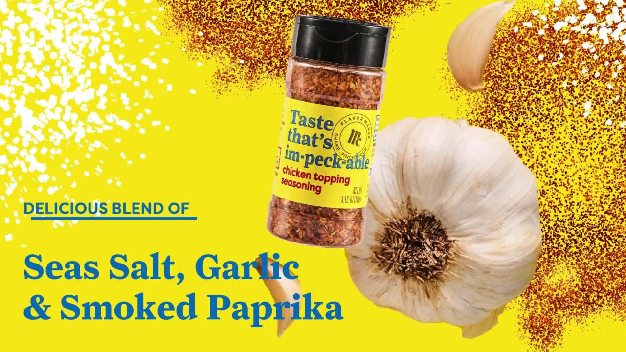 thumbnail video image 2 of McCormick Flavor Maker Chicken Topping Seasoning, 3.12 oz Bottle, 2 of 25