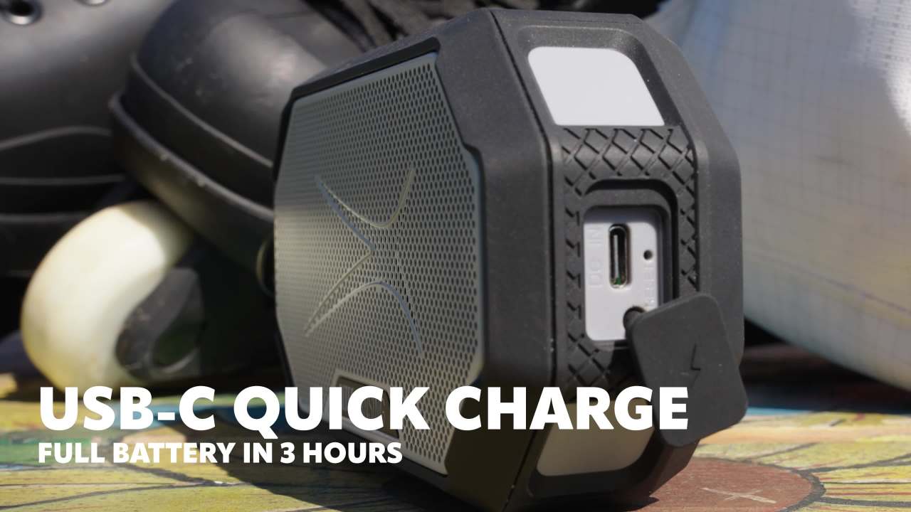 thumbnail video image 2 of Altec Lansing HydraMini 2.0 EverythingProof Magnetic Wireless Portable Bluetooth Speaker, Black Grey, IMW1002, 2 of 16