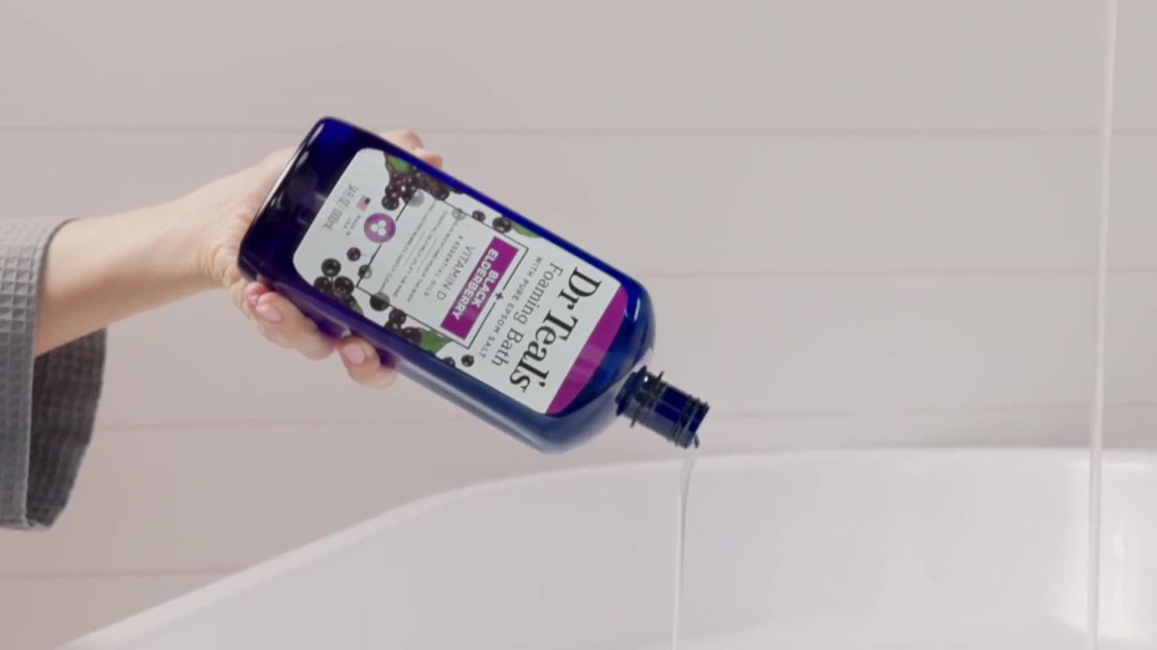 thumbnail video image 2 of (3 pack) Dr Teal's Foaming Bath with Black Elderberry & Vitamin D, 34 fl oz., 2 of 11