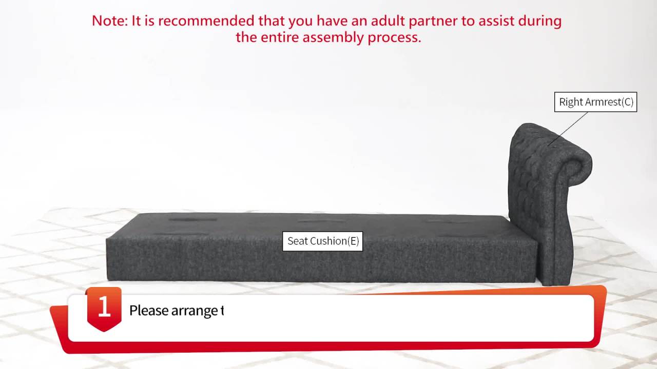 thumbnail video image 2 of GDF Studio Nystrom Chesterfield Fabric Tufted 3 Seater Sofa, Black Textured Tweed and Matte Black, 2 of 12