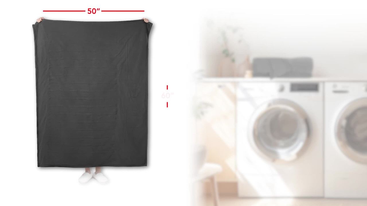 thumbnail video image 2 of Sunbeam Electric Heated Throw Blanket Gray Microplush 4 Heat Settings, 50x60, 2 of 12