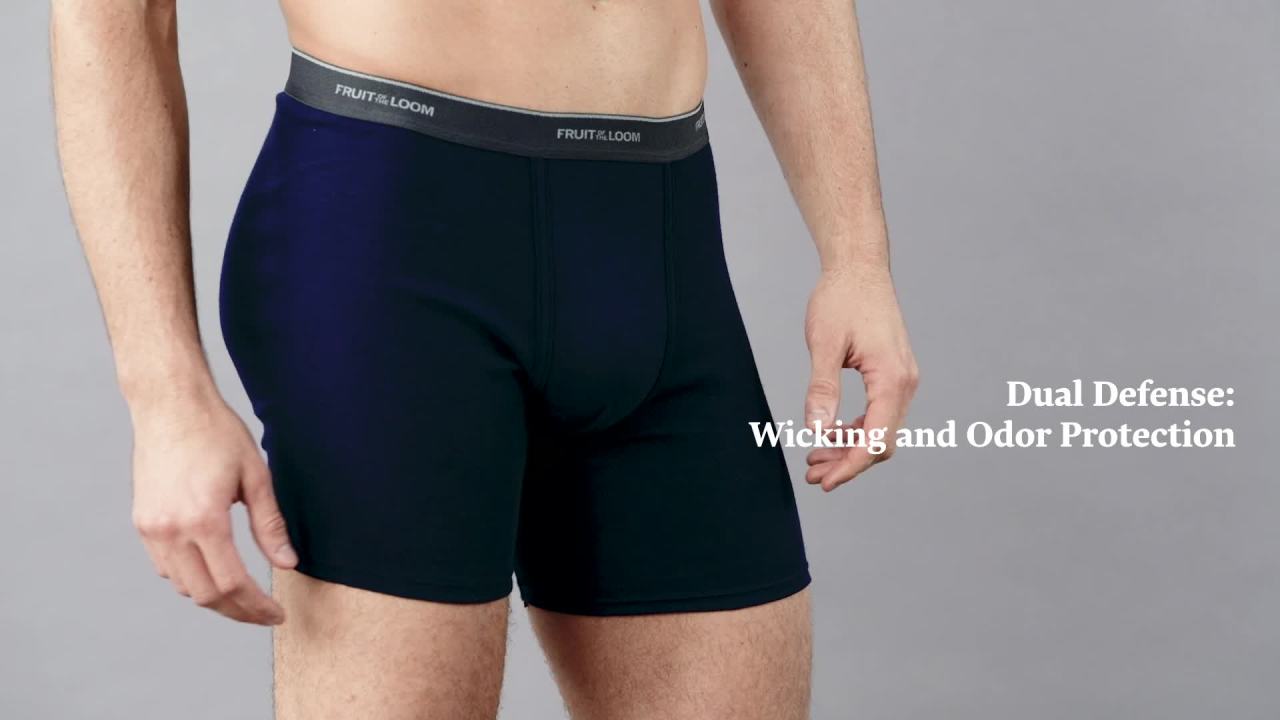 thumbnail video image 2 of Fruit of the Loom Men's Support Pouch Assorted Boxer Briefs, 4 Pack, 2XL, 2 of 6
