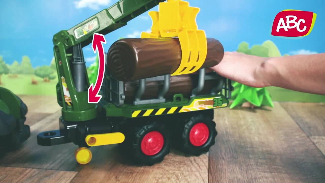 thumbnail video image 2 of Dickie Toys Happy Fendt Forester Truck And Trailer, 25 Inch, 2 of 5