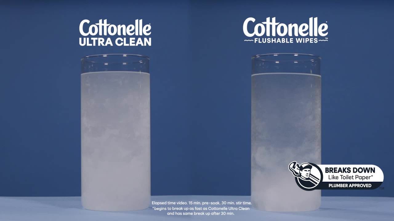 thumbnail video image 2 of Cottonelle Gentle Plus Flushable Wet Wipes, 2 Flip-Top Packs, 2 of 8