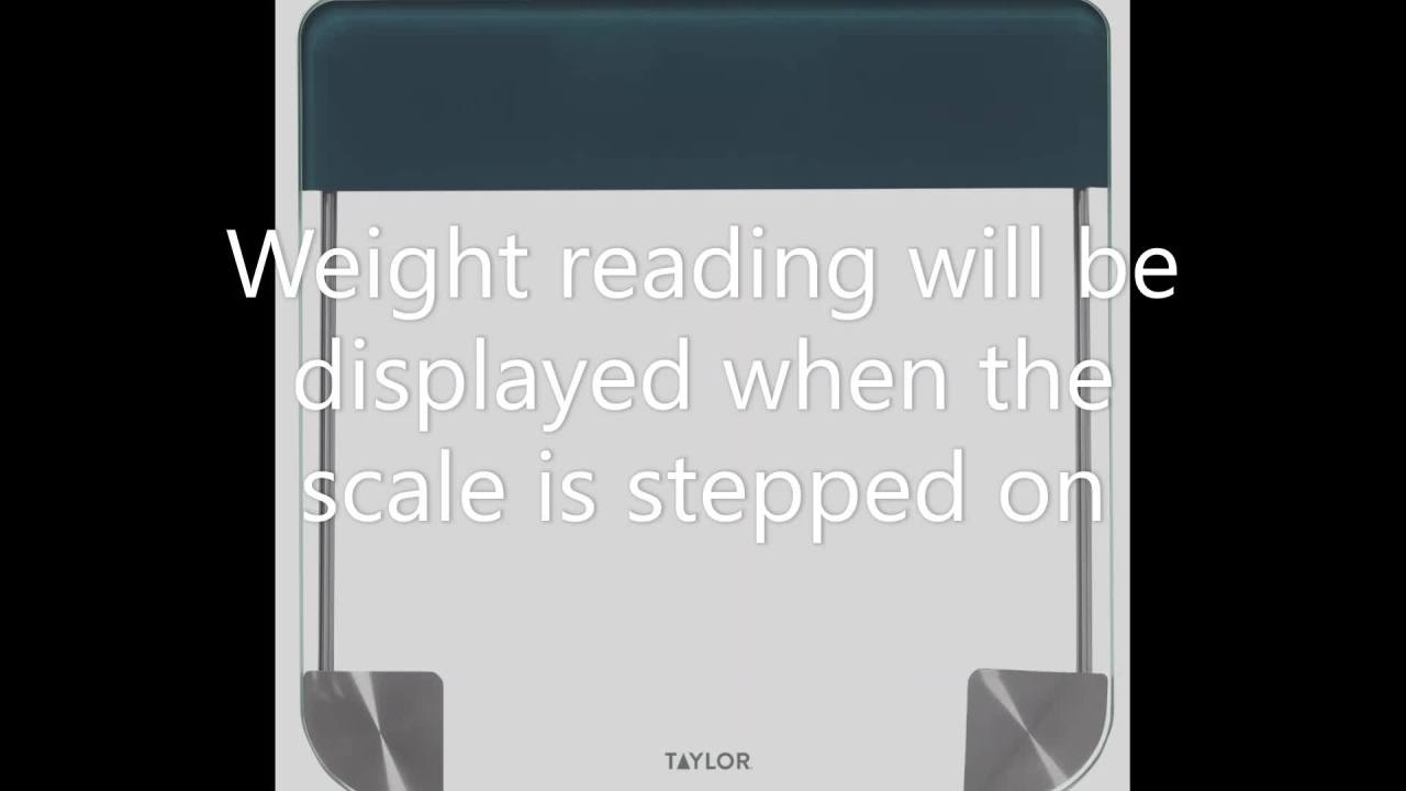 thumbnail video image 2 of Taylor Clear Glass Bathroom Scale Cyan Blue Vanishing Display, 2 of 13