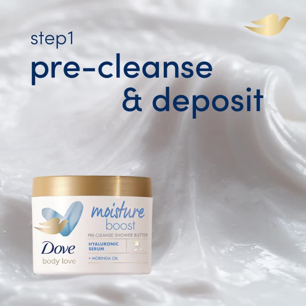 thumbnail video image 2 of Dove Body Love Moisture Boost Pre-Cleanse Shower Butter, 10 oz, 2 of 12