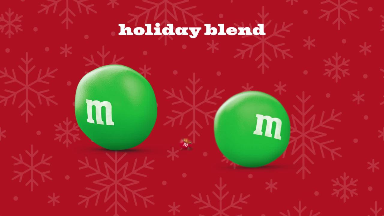 thumbnail video image 2 of M&M's Peanut Butter Milk Chocolate Red and Green Christmas Candy - 9.2 oz Bag, 2 of 13