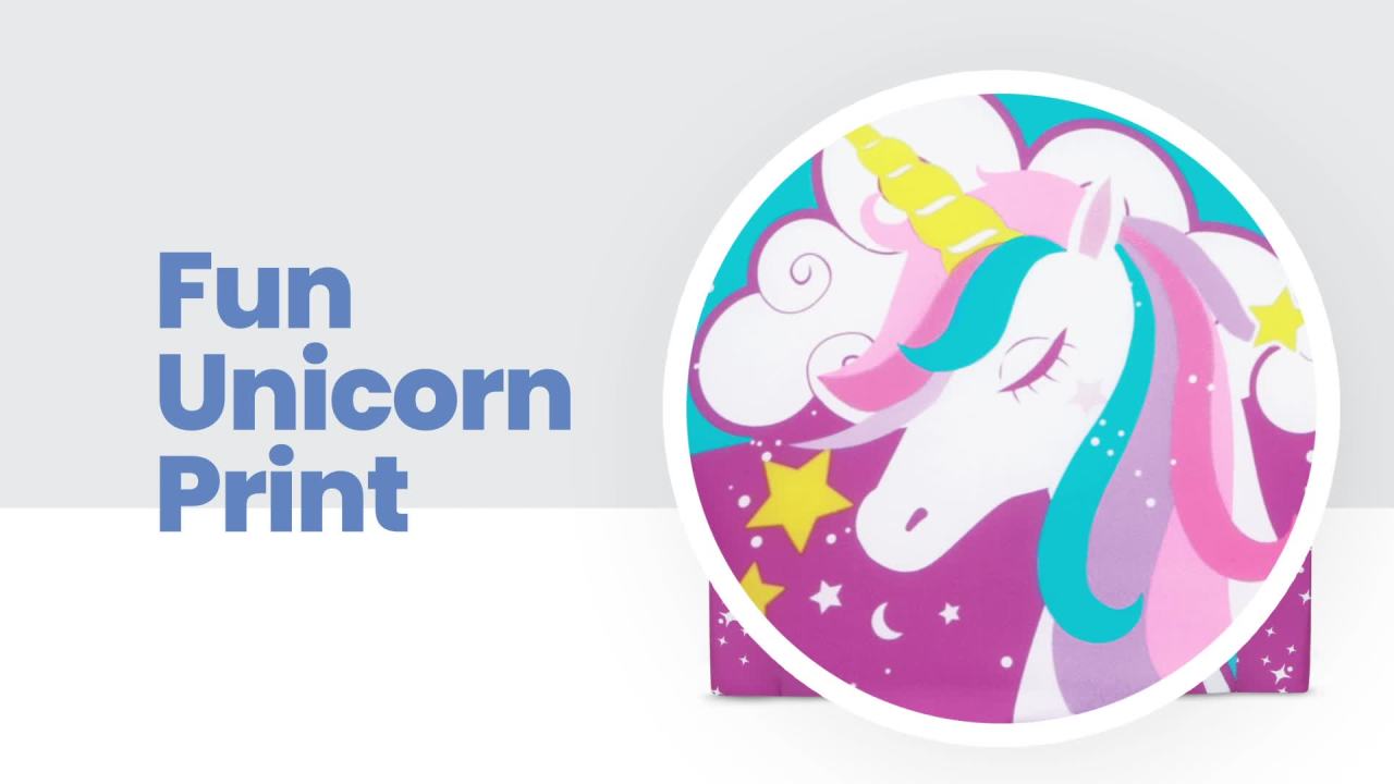 thumbnail video image 2 of Delta Children Unicorn 2-in-1 Cozy Convertible Flip-Out Foam Chair, Toddler, Pink, 2 of 15