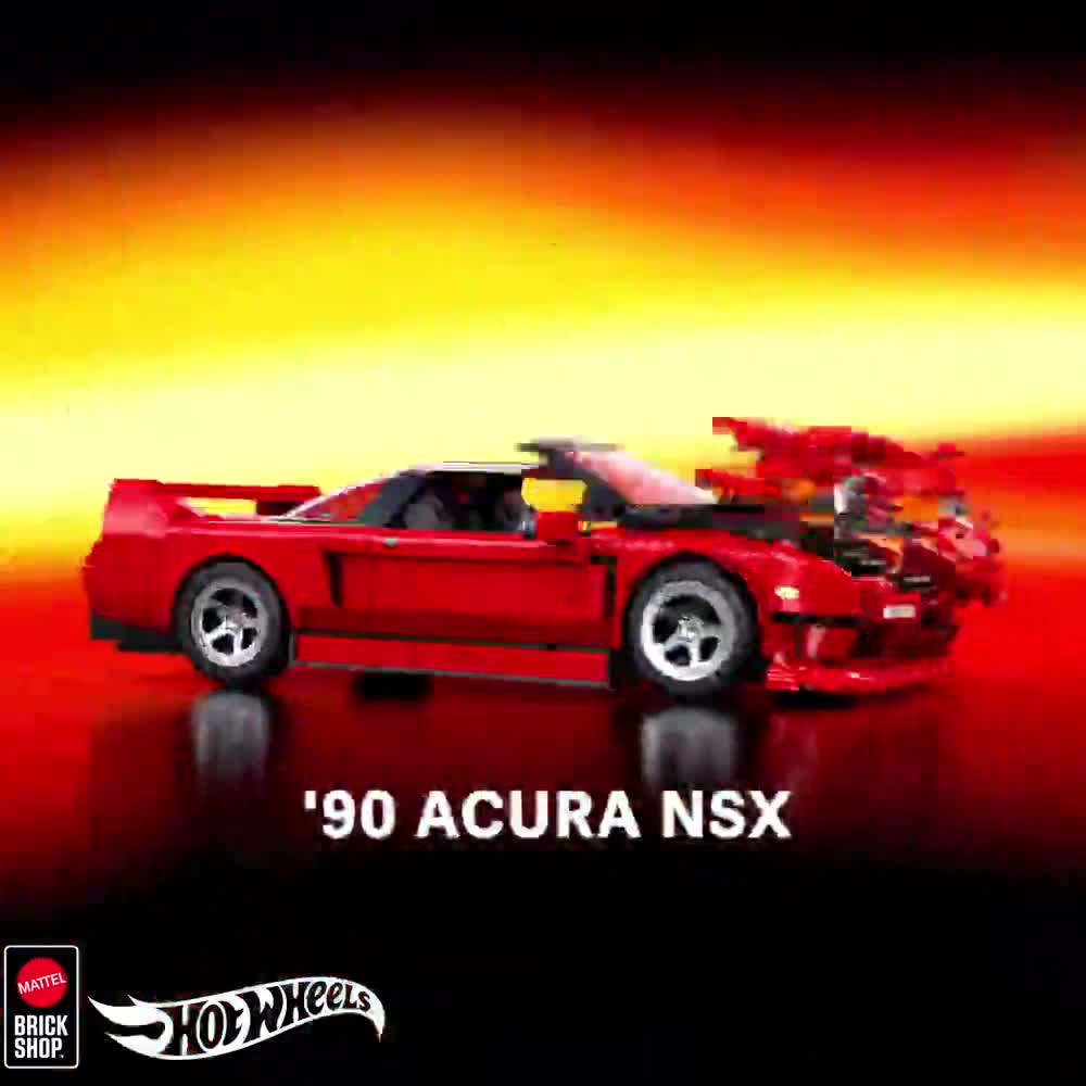 thumbnail video image 2 of Mattel Brick Shop Hot Wheels '90 Acura NSX Building Toy (876 Pieces), for Collectors, 2 of 7