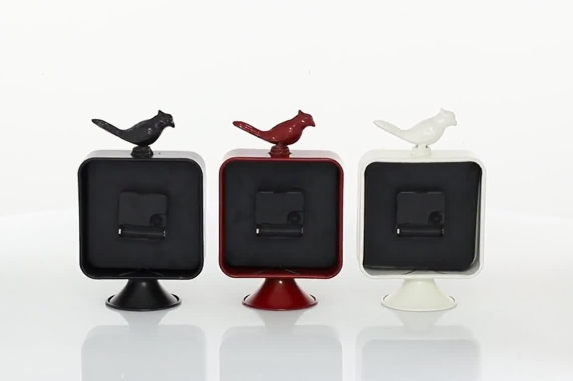 thumbnail video image 2 of DecMode 9" Multi Colored Metal Bird Clock, Set of 3, 2 of 11