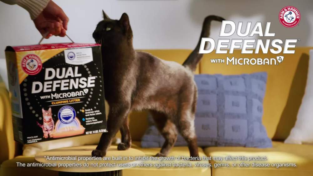thumbnail video image 2 of (2 pack) ARM & HAMMER Dual Defense with Microban Clumping Cat Litter, Antimicrobial Product Protection*, Odor Control for Multi-Cat Households, 14 Lbs, 2 of 16