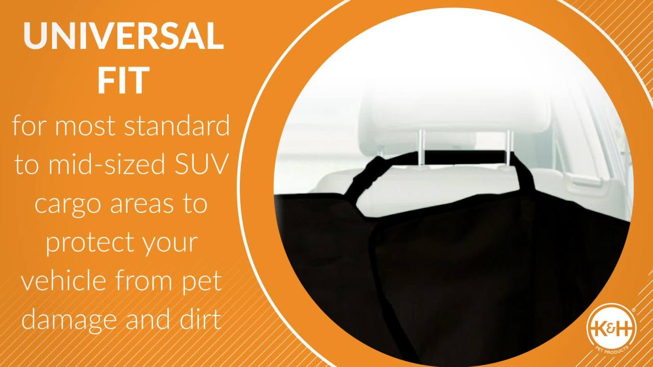 thumbnail video image 2 of K&H Pet Products Economy Cargo Cover Realtree Edge Camo 54 Inches Standard/Mid-Size Vehicle, 2 of 9