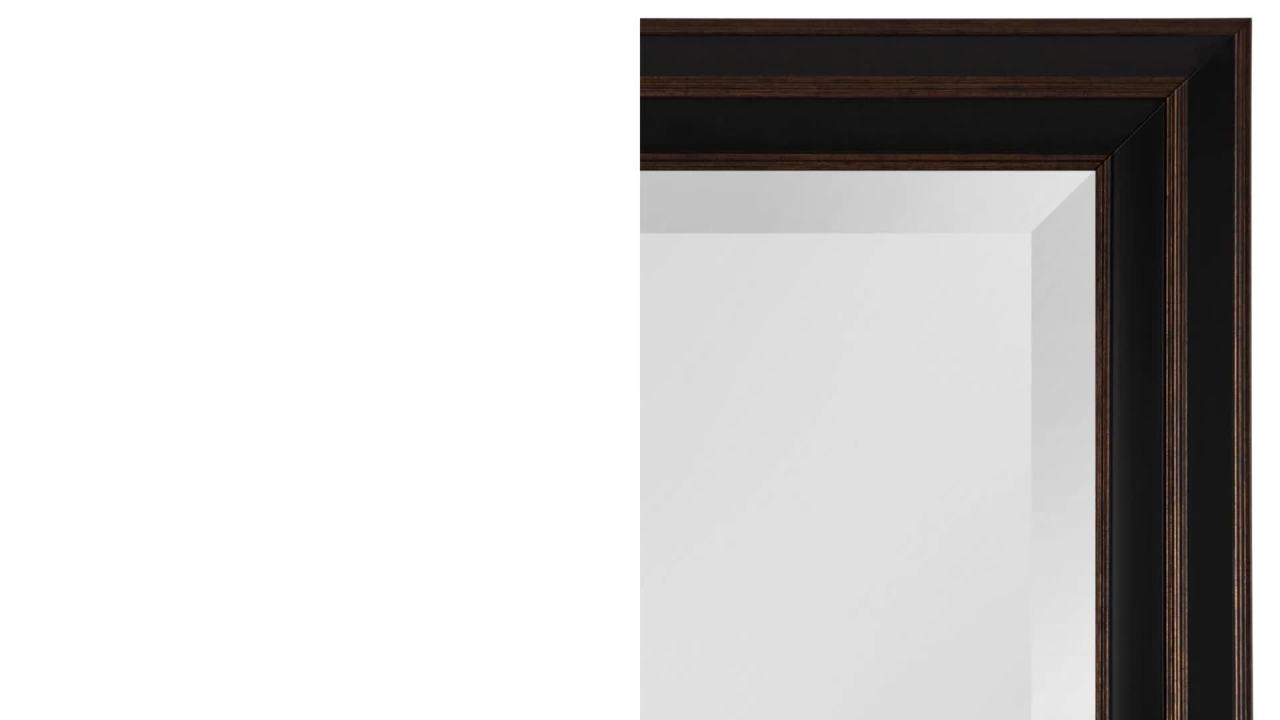 thumbnail video image 2 of Kate and Laurel Whitley Traditional Framed Wall Mirror, 22 x 28, White, Coastal Rectangle Bathroom Mirror with Transitional Profile and Beveled Edge Design, 2 of 8