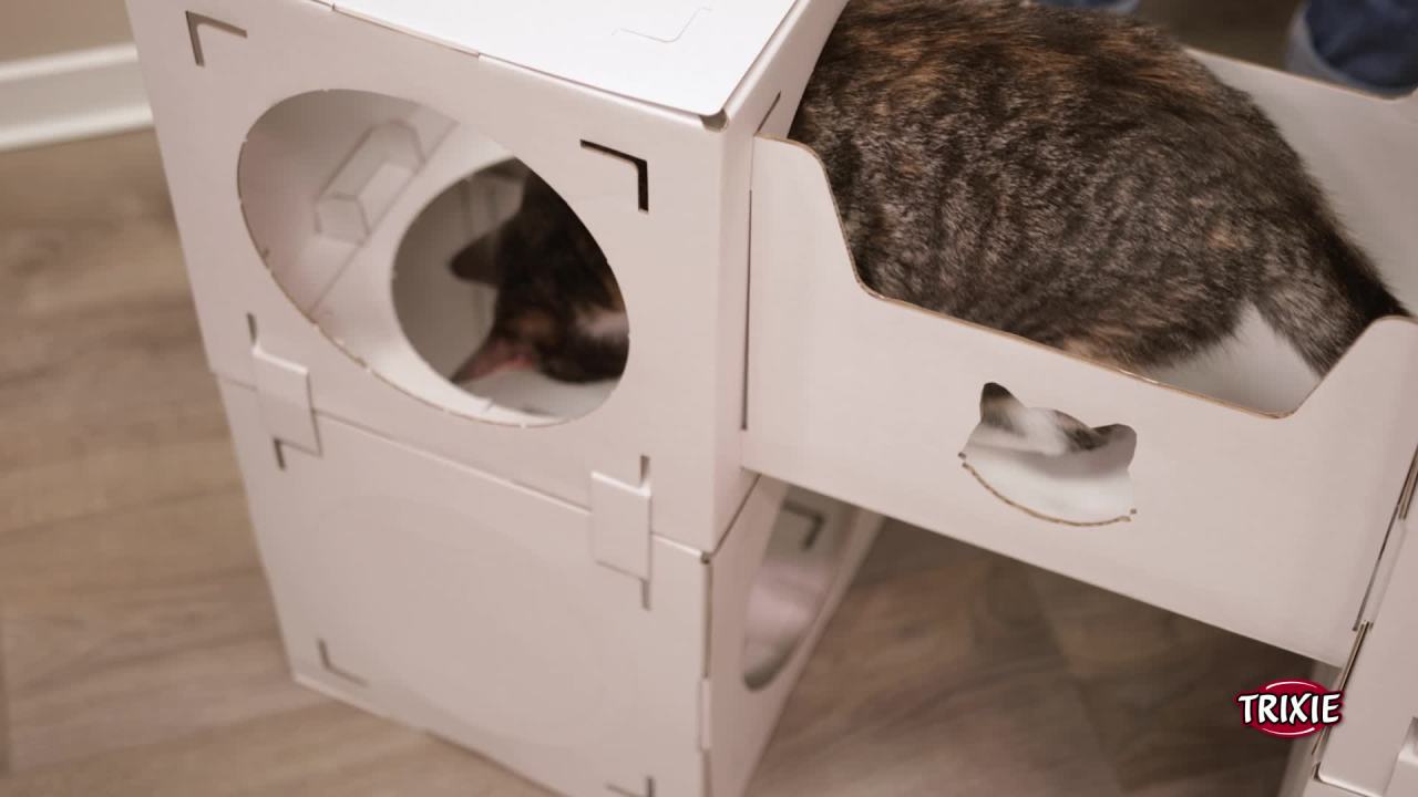 thumbnail video image 2 of TRIXIE Casa Cara Indoor Modular Cardboard Cat Condo, Cat Play Tower, Corrugated Cat House, 2 of 8