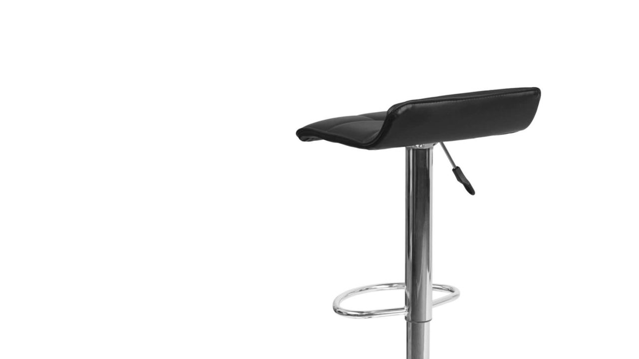 thumbnail video image 2 of Flash Furniture Alice 2 Pack Contemporary White Vinyl Adjustable Height Barstool with Quilted Wave Seat and Chrome Base, 2 of 15