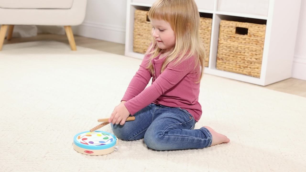 thumbnail video image 2 of Melissa & Doug 3-in-1 Wooden Musical Instrument Play Set for Kids, 2 of 10