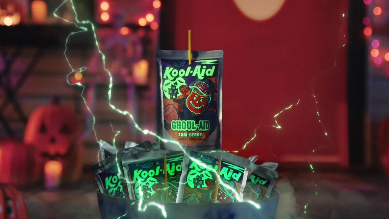 Kool-Aid Ghoul-Aid Scary Berry Artificially Flavored Drink, 10 ct Box, 6 oz Pouches