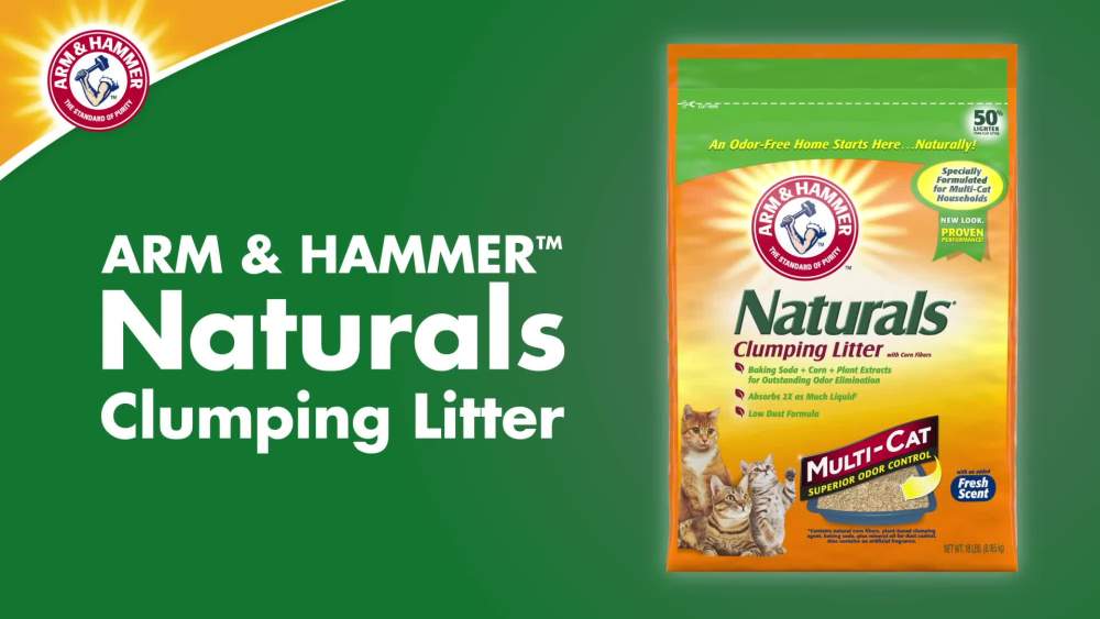 thumbnail video image 2 of ARM & HAMMER Naturals Clumping Cat Litter With Corn Fibers, Odor Control, Fresh Scent, 9 lbs, 2 of 11
