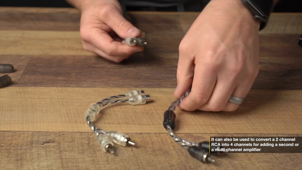 thumbnail video image 3 of Scosche A12C4-WM1SD 12ft High-Quality 2-Channel Twisted RCA Interconnect Audio Cables Black/Clear, 3 of 7