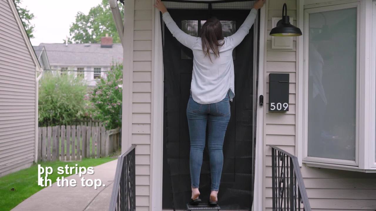 thumbnail video image 2 of Duck Brand 86 in. x 39 in. Hands-Free Magnetic Mesh Screen Door, 2 of 17