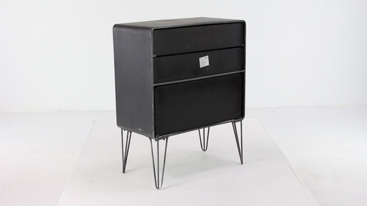 thumbnail video image 2 of DecMode 25" x 32" Brown Metal 3 Drawer Cabinet, 1-Piece, 2 of 13