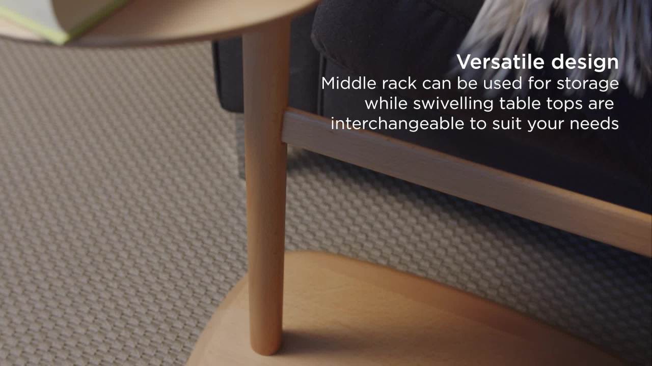 thumbnail video image 2 of Umbra Swivo Side Table, Natural Wood, 2 of 18