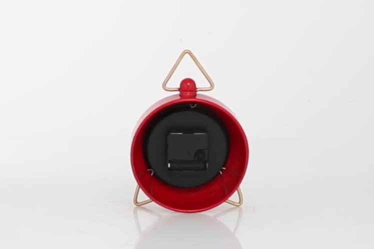 thumbnail video image 2 of DecMode 9" Red Metal Clock with Gold Accents, 2 of 8