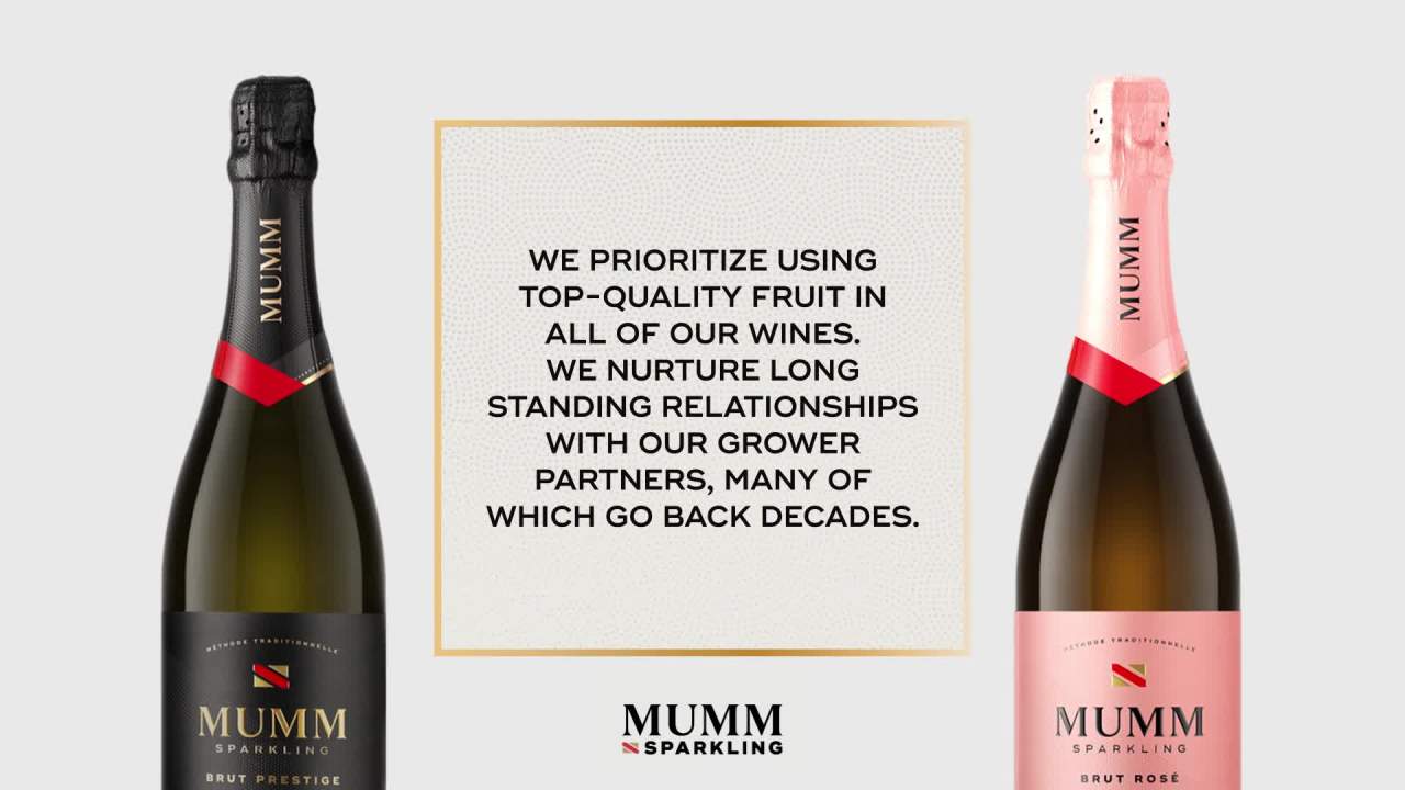 thumbnail video image 2 of Mumm Sparkling Wine Brut Prestige, 750 ml Bottle, 12.5% ABV, 2 of 10