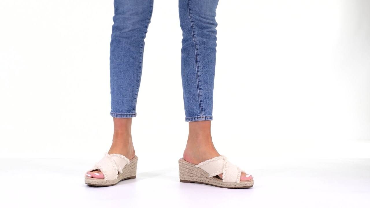 thumbnail video image 2 of Journee Womens Shanni Wedge Heel Espadrille Sandals, 2 of 10