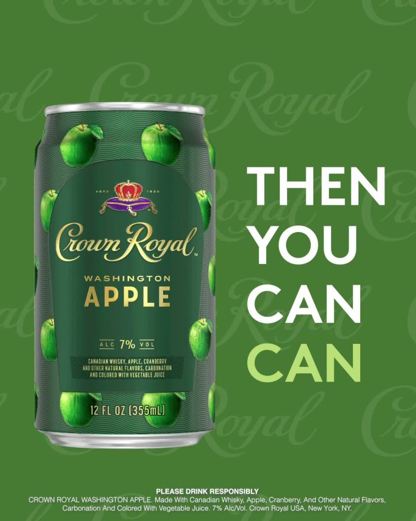 thumbnail video image 2 of Crown Royal Washington Apple Canadian Whisky Cocktail, 4-PACK (4 x 12 fl oz), 7% ABV, 2 of 6