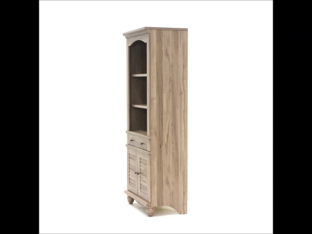 Sauder Harbor View Library Bookcase with Doors, Salt Oak Finish