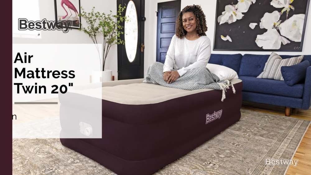Bestway Maroon 20" Twin Air Mattress with Builtin Pump