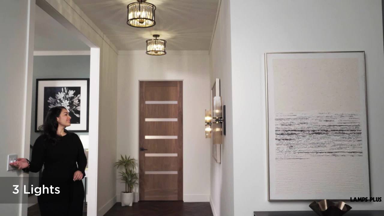 thumbnail video image 2 of Possini Euro Design Milne Modern Ceiling Light Semi Flush Mount Fixture 14" Wide Bronze Brass 3-Light Clear Crystal for Bedroom Kitchen Living Room, 2 of 8