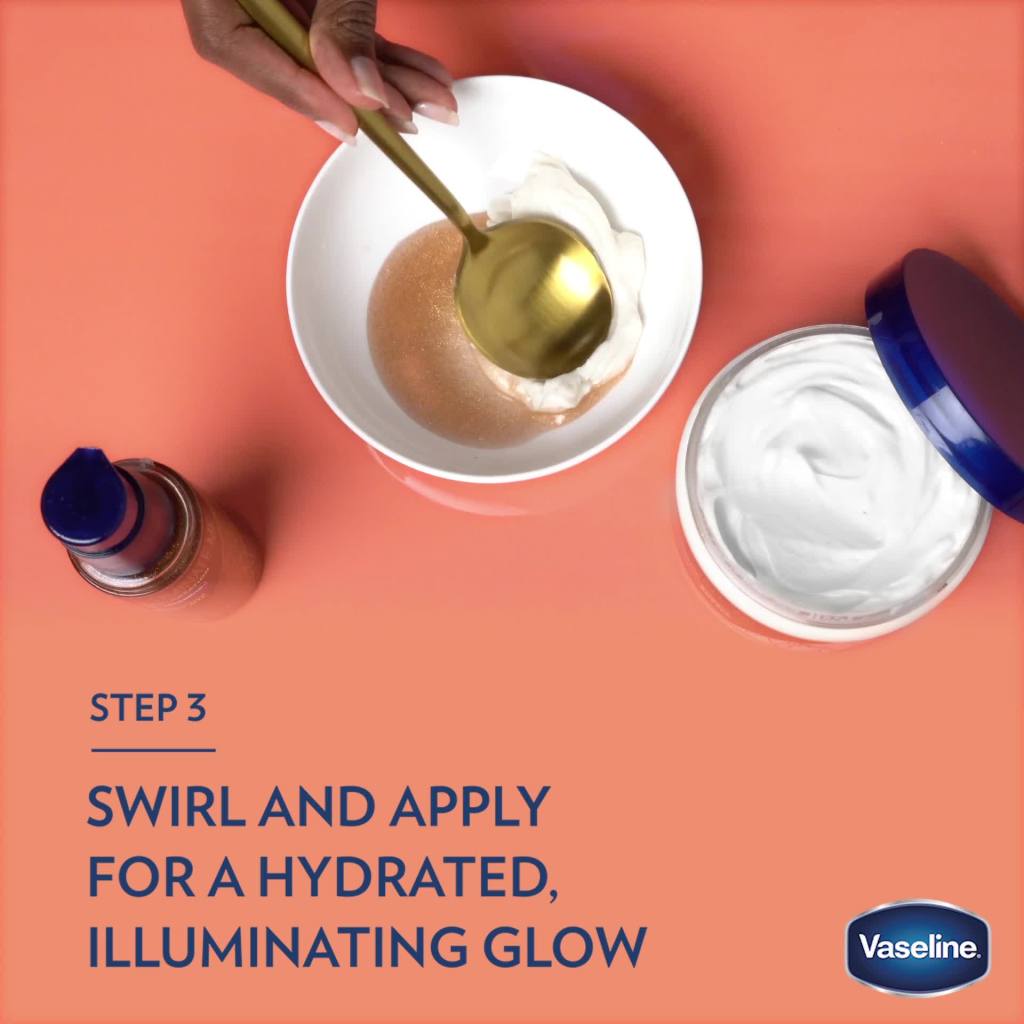 thumbnail video image 2 of Vaseline Illuminate Me Shimmering Body Oil Body Oil 3.3 oz, 2 of 4