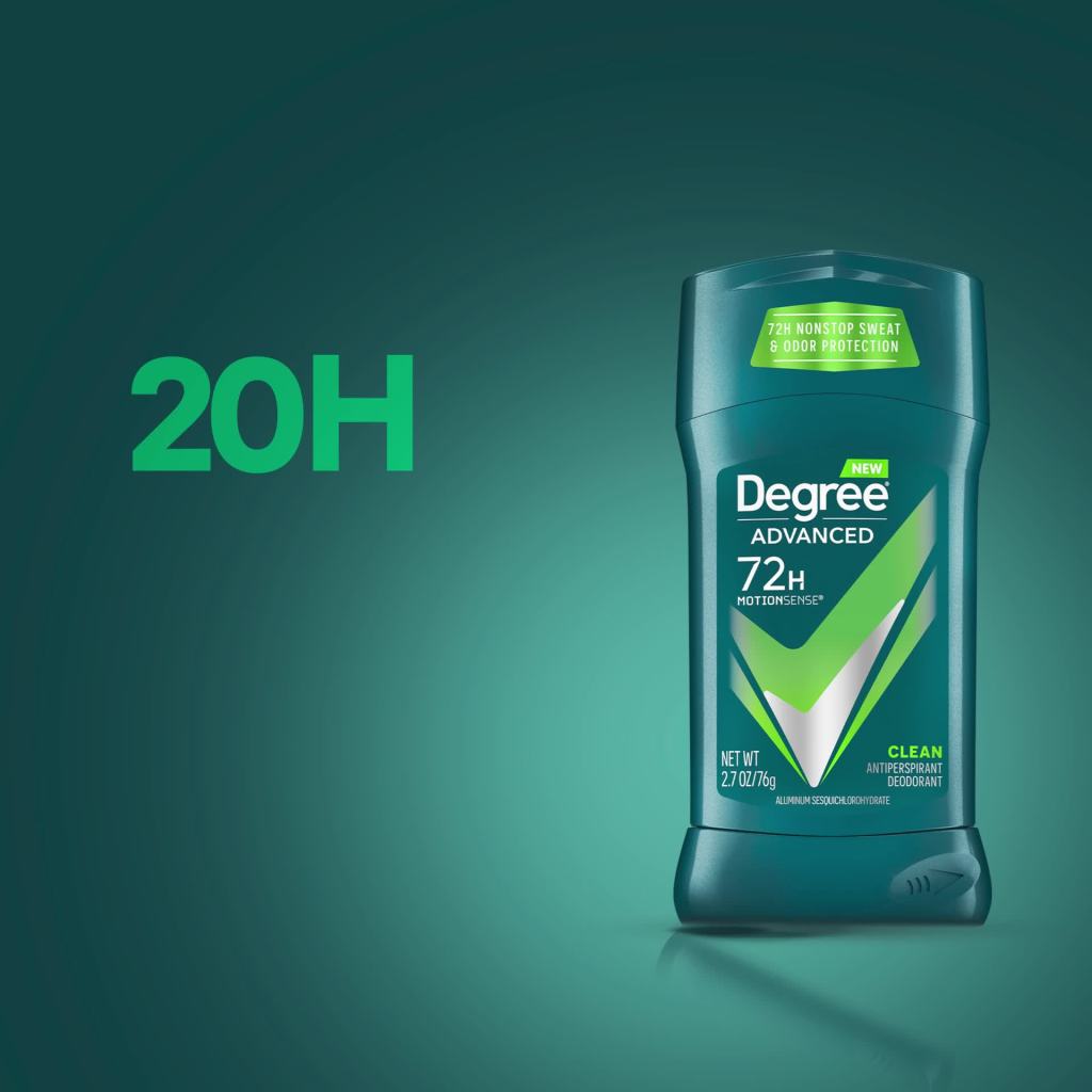 thumbnail video image 2 of Degree Men Advanced Protection Antiperspirant Deodorant 72-Hour Sweat and Odor Protection Clean Antiperspirant For Men With MotionSense Technology 2.7 oz, 2 of 10