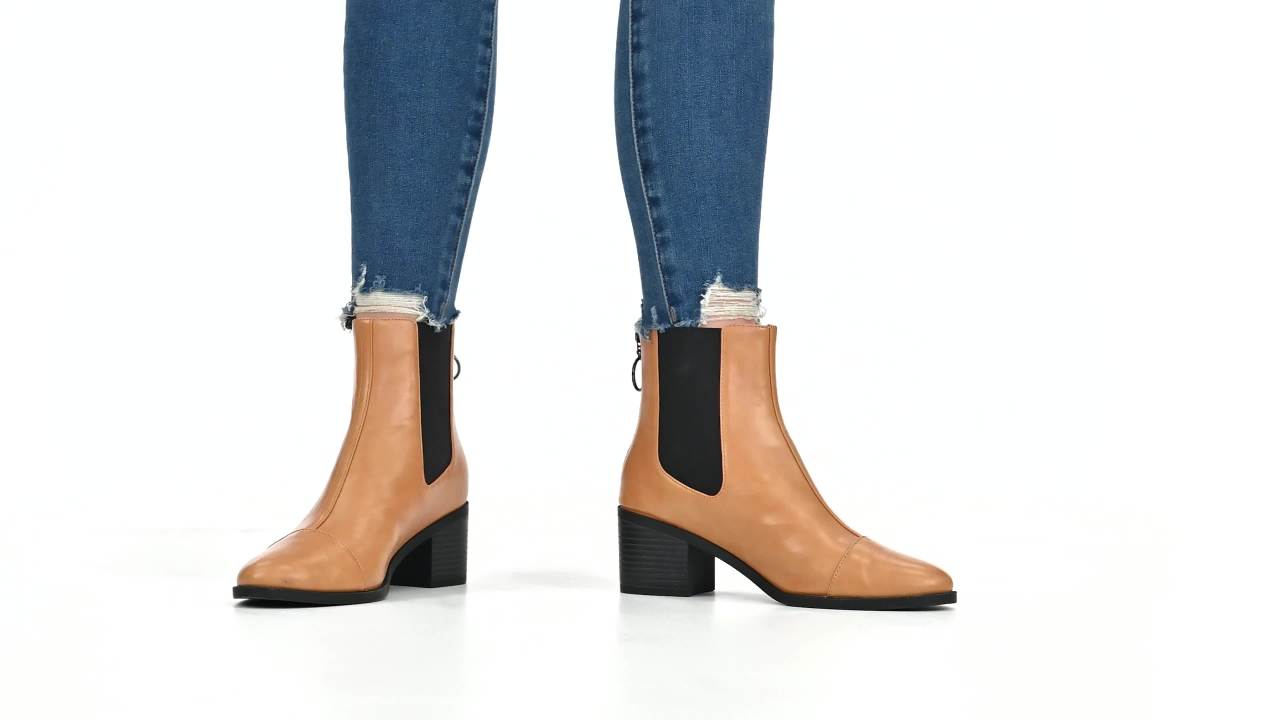 thumbnail video image 2 of Journee Womens Nigella Back Heel Zip Stacked Heel Booties, 2 of 10