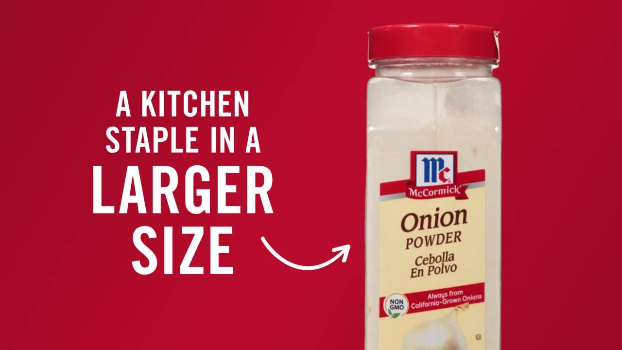 thumbnail video image 2 of McCormick Kosher Onion Powder, 22.0 oz Bottle, 2 of 27