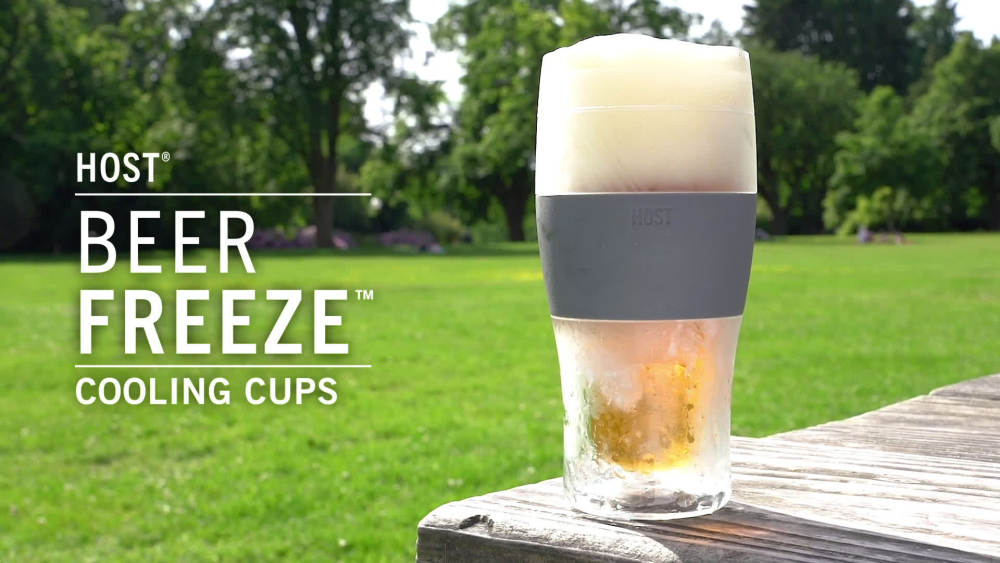 Host Freeze Beer Glasses - Double Walled Insulated Plastic Pint Glasses, Grey - image 2 of 13