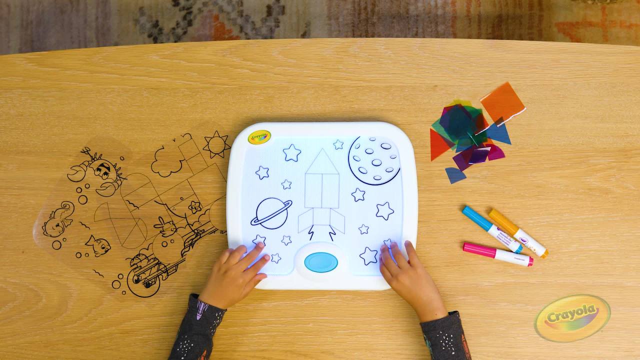 thumbnail video image 2 of Crayola Light Up Activity Board, Crafts for Toddlers and Kids, Educational Toy for Kids, Gift, Ages 3, 4, 5, 6, 2 of 7