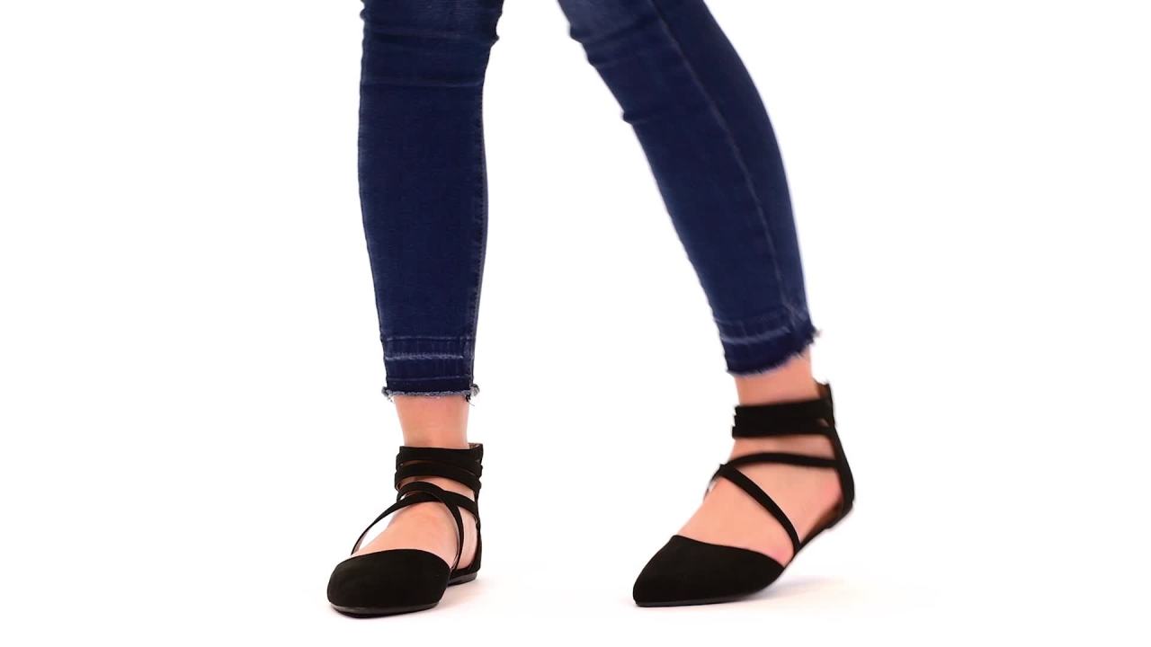 thumbnail video image 2 of Journee Womens Marlee Back Heel Zip Pointed Toe Cage Flats, 2 of 10