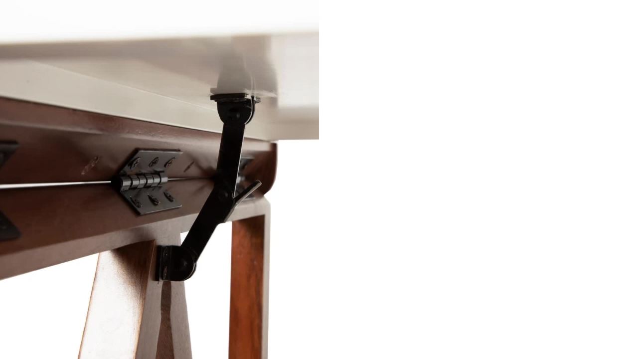 thumbnail video image 2 of Kate and Laurel Kaya Modern Wall-Mounted Folding Table, 24 x 33 x 31, White and Walnut, Space-Saving Versatile Table with Folding Design for Dining Room or Home Office Decor, 2 of 9