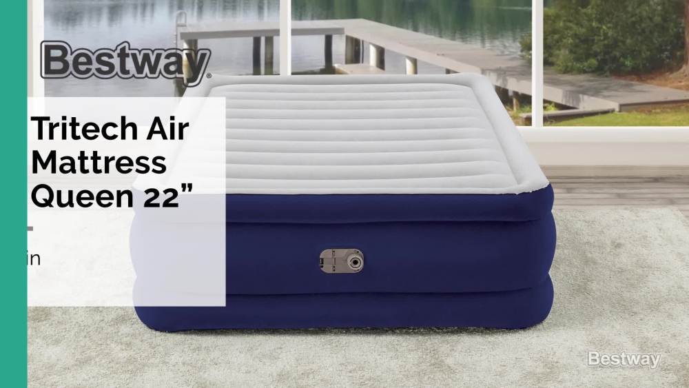 Bestway Tritech Air Mattress Queen 22 in. with Builtin AC Pump and