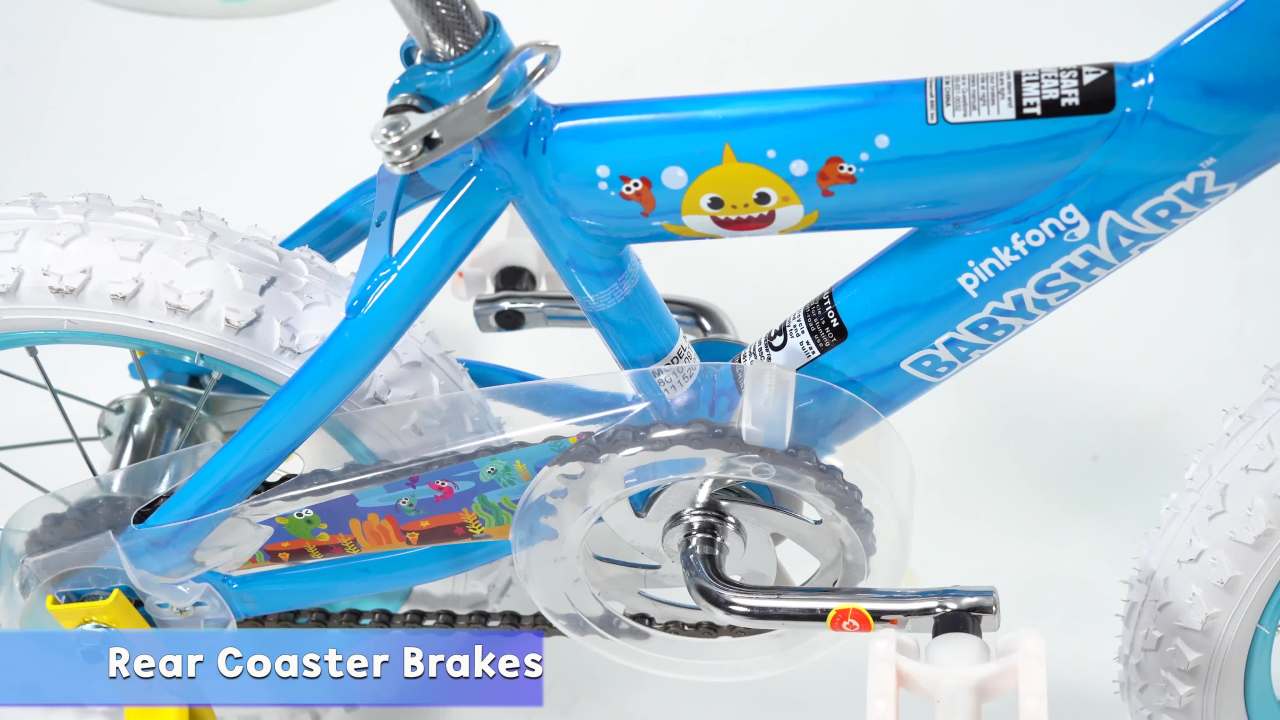 thumbnail video image 2 of 12" Dynacraft Baby Shark Boys BMX Bike, Kids Age 3-5 Years, 2 of 13