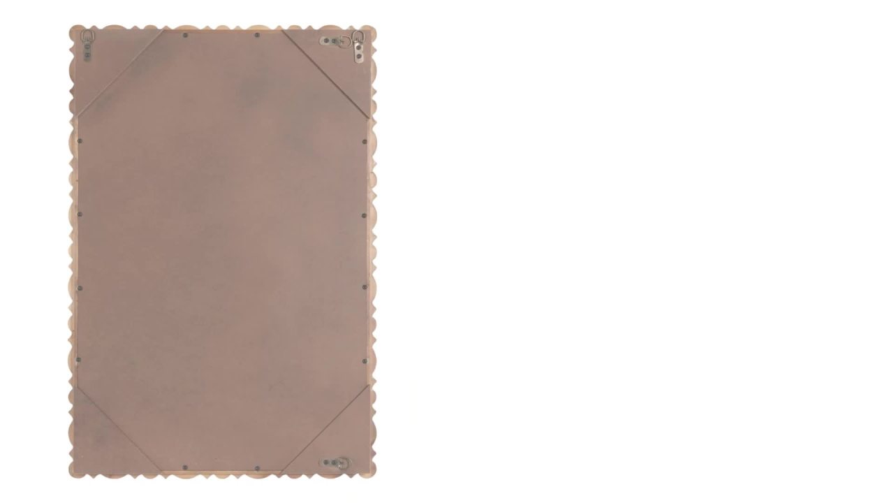 thumbnail video image 2 of Kate and Laurel Prindle Turned Wood Beaded Rectangle Mirror, 23 x 34, Hazelnut, Vintage Coastal Rectangular Wall Mirror for Use as Fireplace Mantel Mirror Bathroom Mirror for Over Sink, 2 of 9