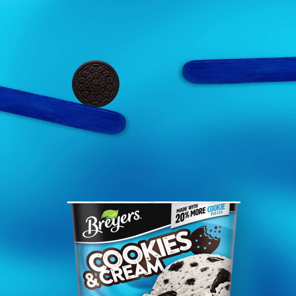 Breyers Frozen Dairy Dessert, Cookies & Cream, Ice Cream Alternative 48