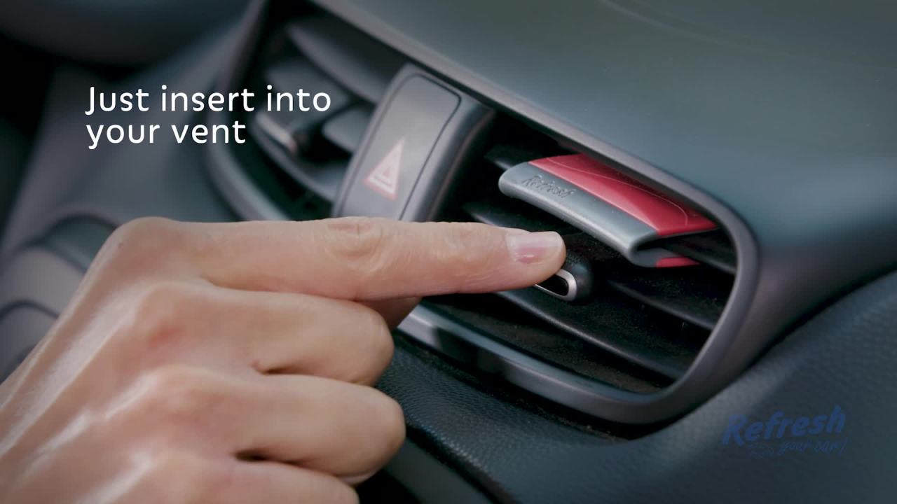 thumbnail video image 2 of Refresh Your Car! Hawaiian Sunrise Contour Vent Stick Car Air Freshener - 4 Ct, 2 of 8