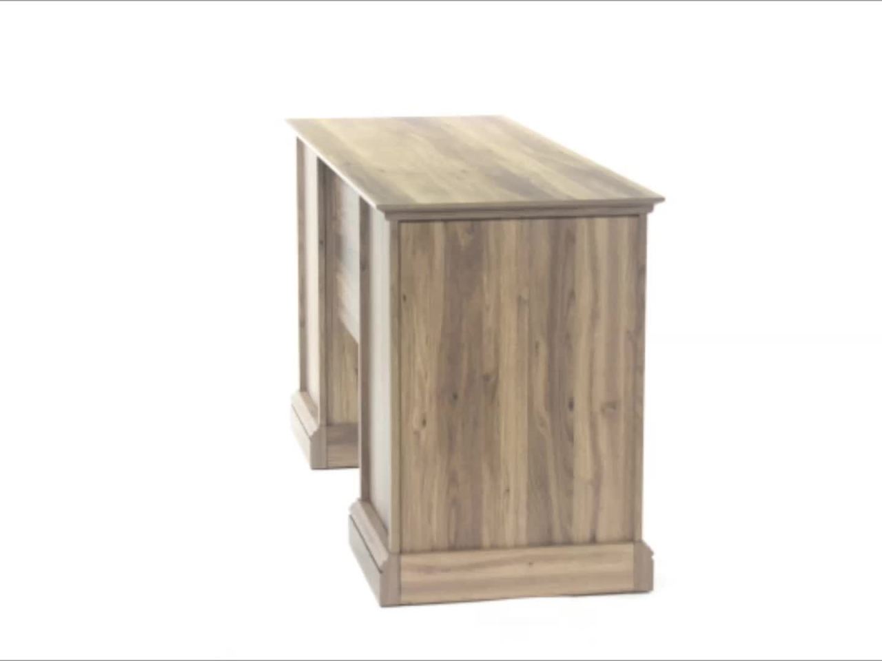 thumbnail video image 2 of Sauder Barrister Lane Executive Desk, Salt Oak Finish, 2 of 14