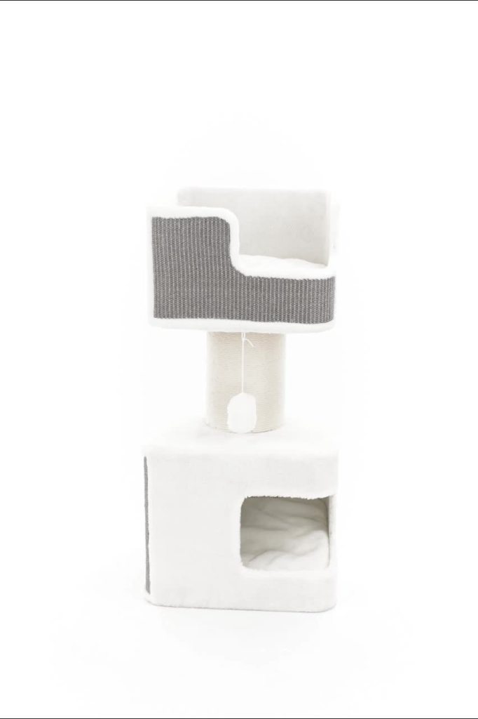 thumbnail video image 2 of TRIXIE Ava XXL Jute & Plush 2-Level 34" Cat Tree with Scratching Post & Condo, Gray, 2 of 10