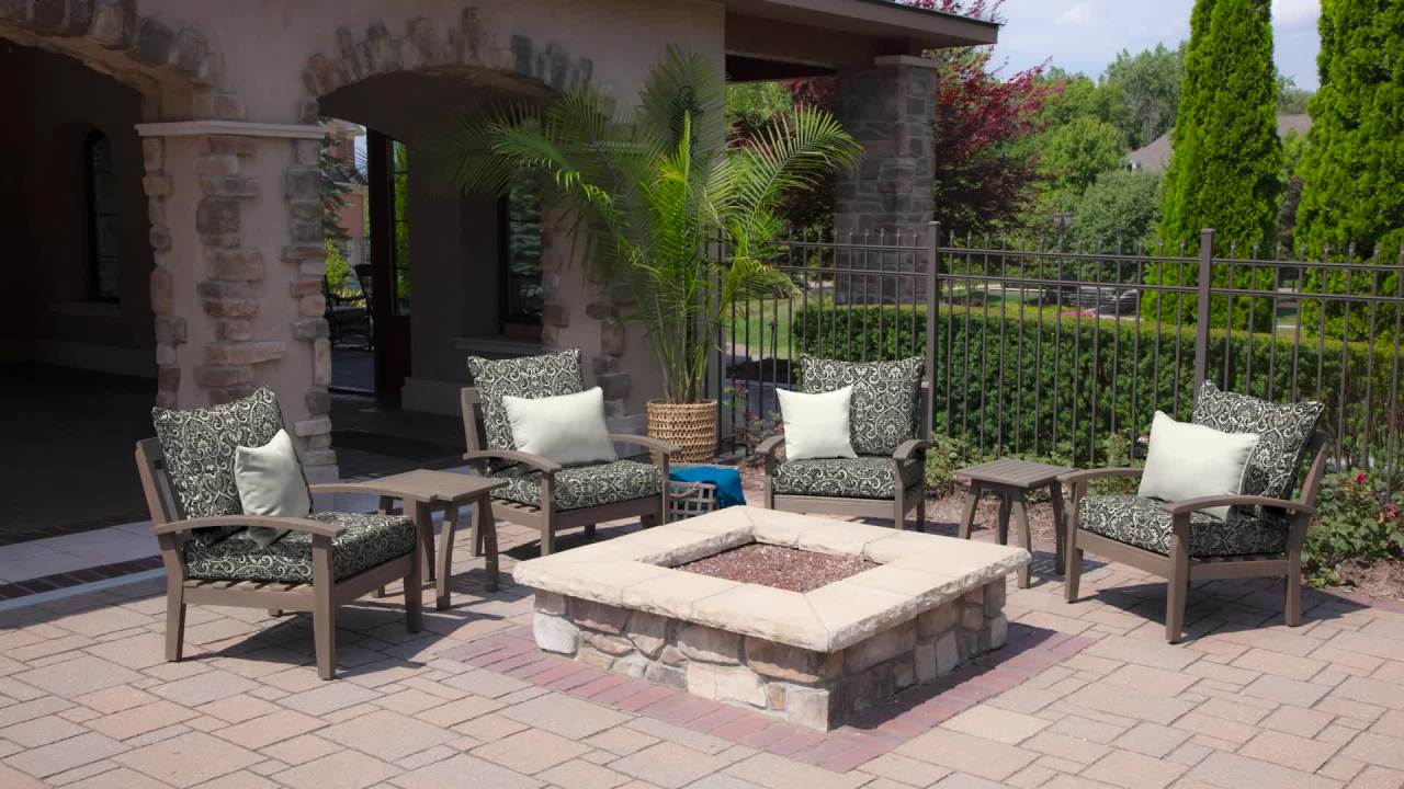 thumbnail video image 2 of ARDEN Outdoor Dining Chair Cushion Set 21 x 21, Black Aurora Damask, 2 of 13