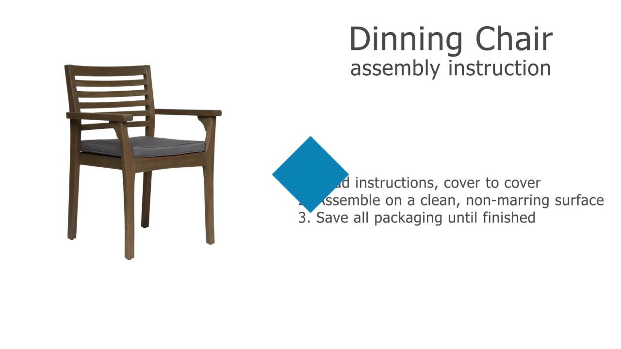 thumbnail video image 2 of Noble House Emerson Outdoor Acacia Wood Dining Chair in Dark Gray (Set of 2), 2 of 7